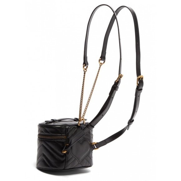 Gucci New GG Marmont Black Leather Vanity Case Mini Backpack - Picture 10 of 14
